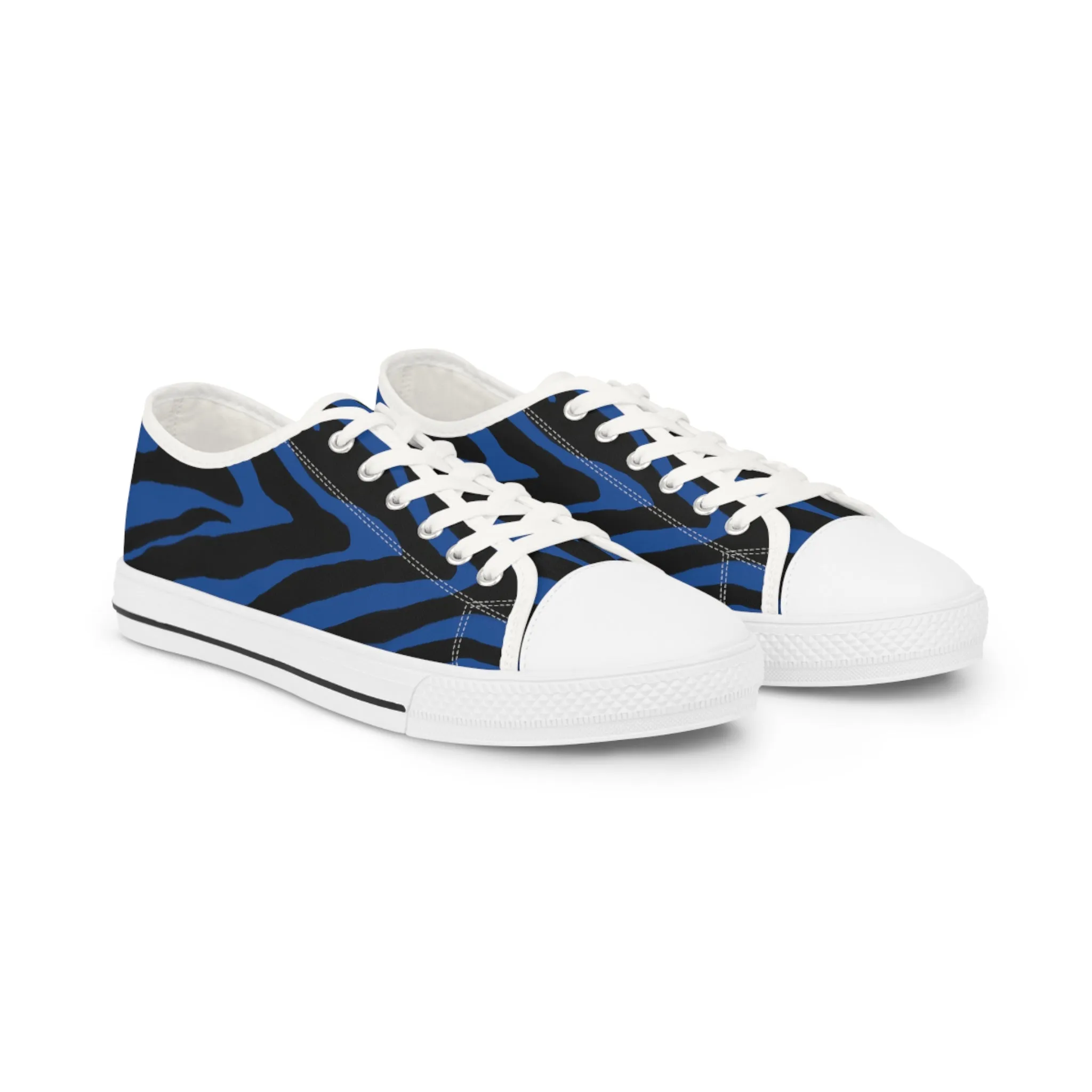 Blue Zebra Print Men's Sneakers, Blue and Black Zebra Striped Print Best Low Tops, Best Designer Men's Low Top Sneakers (US Size: 5-14)