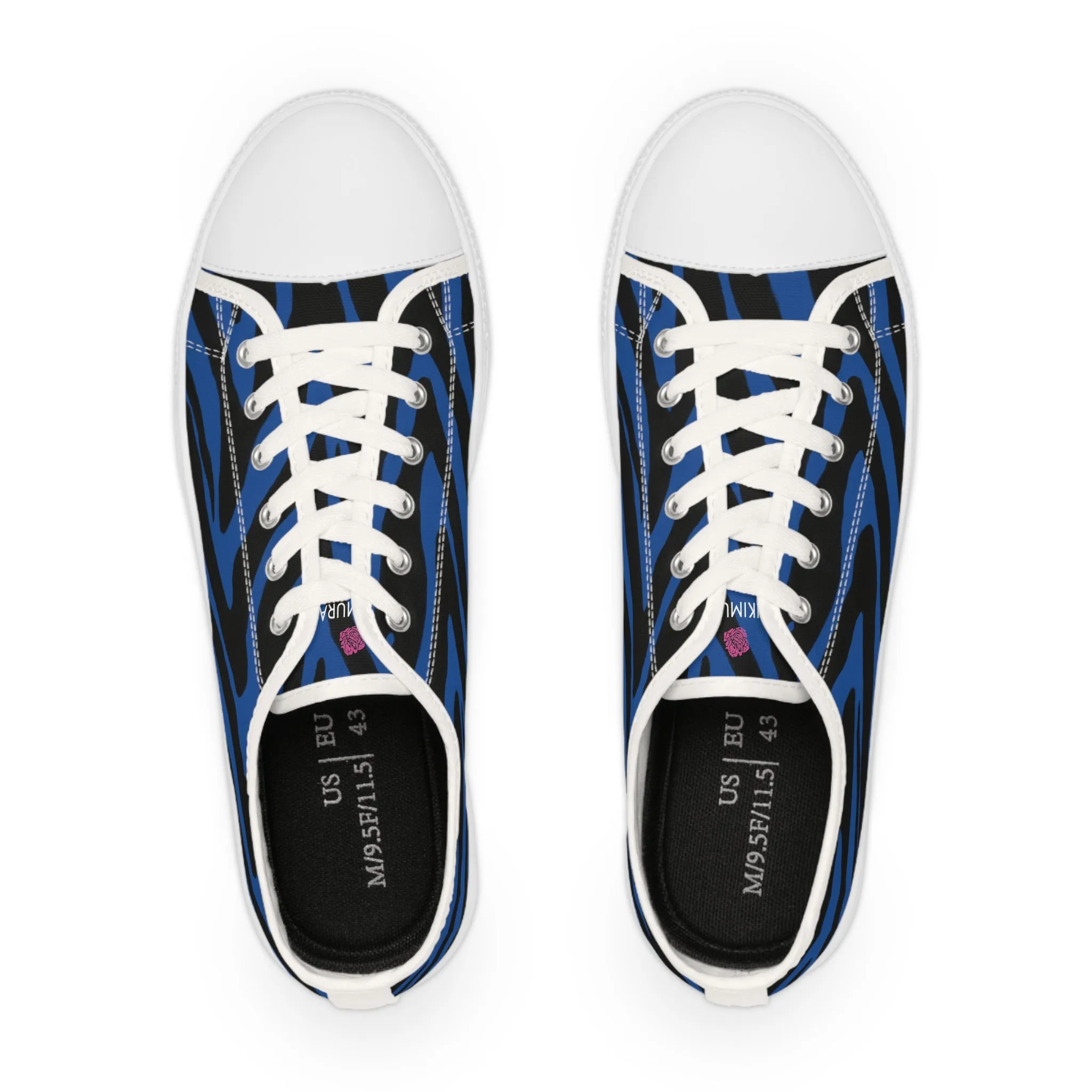 Blue Zebra Print Men's Sneakers, Blue and Black Zebra Striped Print Best Low Tops, Best Designer Men's Low Top Sneakers (US Size: 5-14)