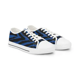 Blue Zebra Print Men's Sneakers, Blue and Black Zebra Striped Print Best Low Tops, Best Designer Men's Low Top Sneakers (US Size: 5-14)
