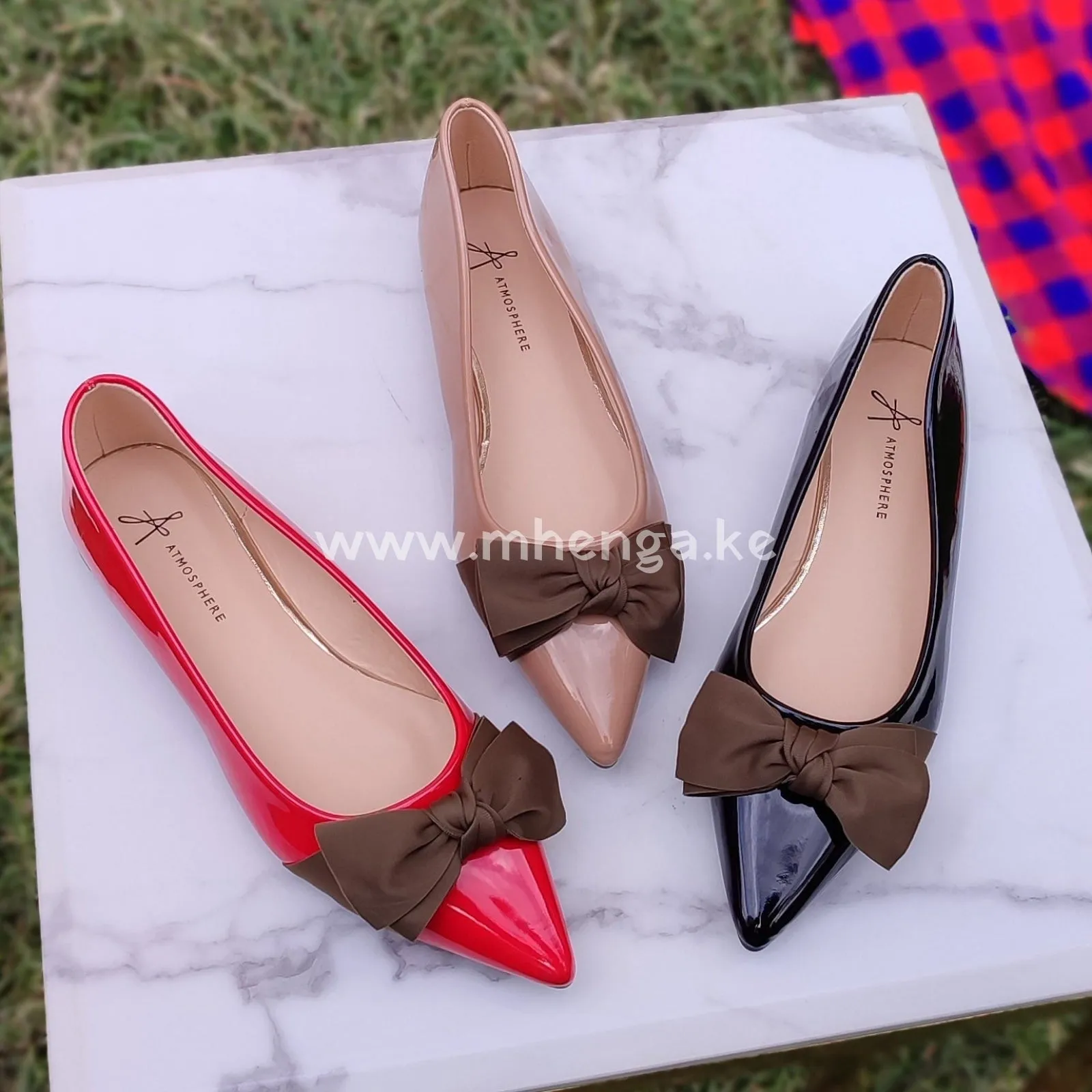 Bow flats pointed shiny, Ribbon Bow women shoes , Ladies shoe