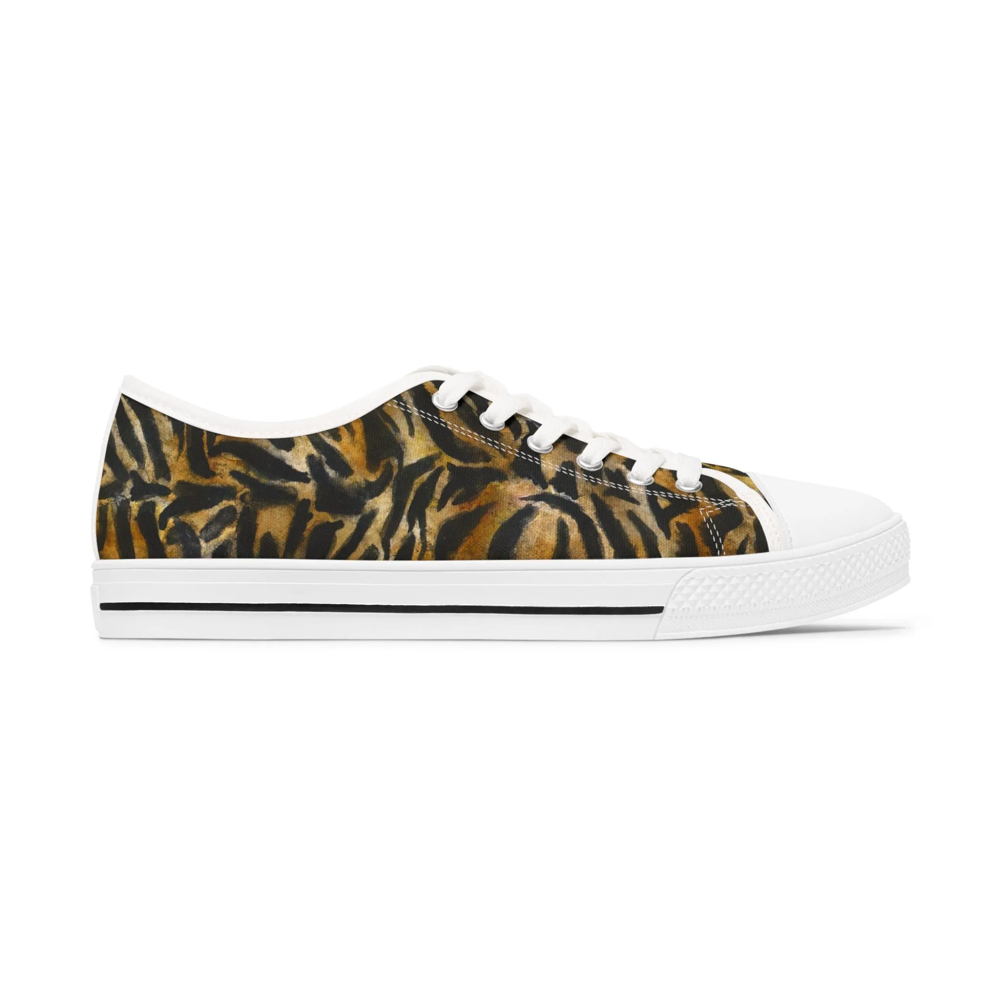 Brown Tiger Striped Women's Sneakers, Animal Print Women's Sneakers, Best Low Top Sneakers (US Size: 5.5-12)
