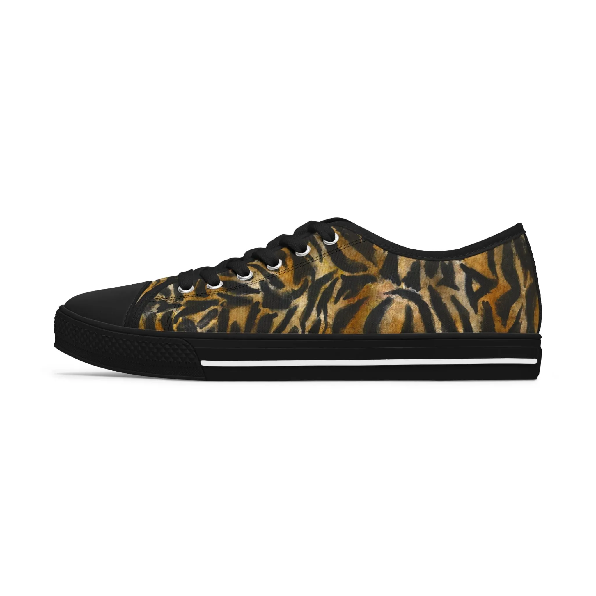 Brown Tiger Striped Women's Sneakers, Animal Print Women's Sneakers, Best Low Top Sneakers (US Size: 5.5-12)