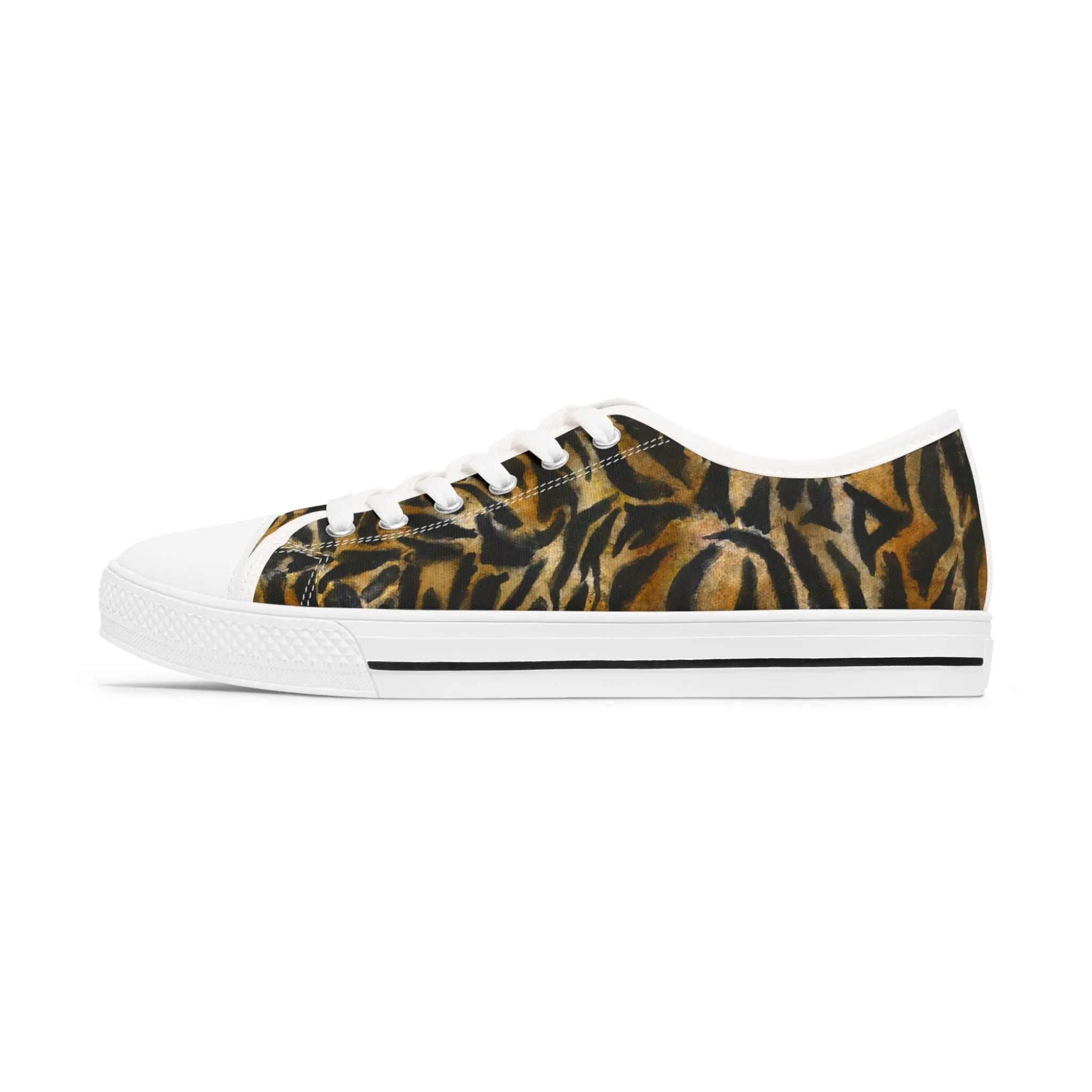 Brown Tiger Striped Women's Sneakers, Animal Print Women's Sneakers, Best Low Top Sneakers (US Size: 5.5-12)