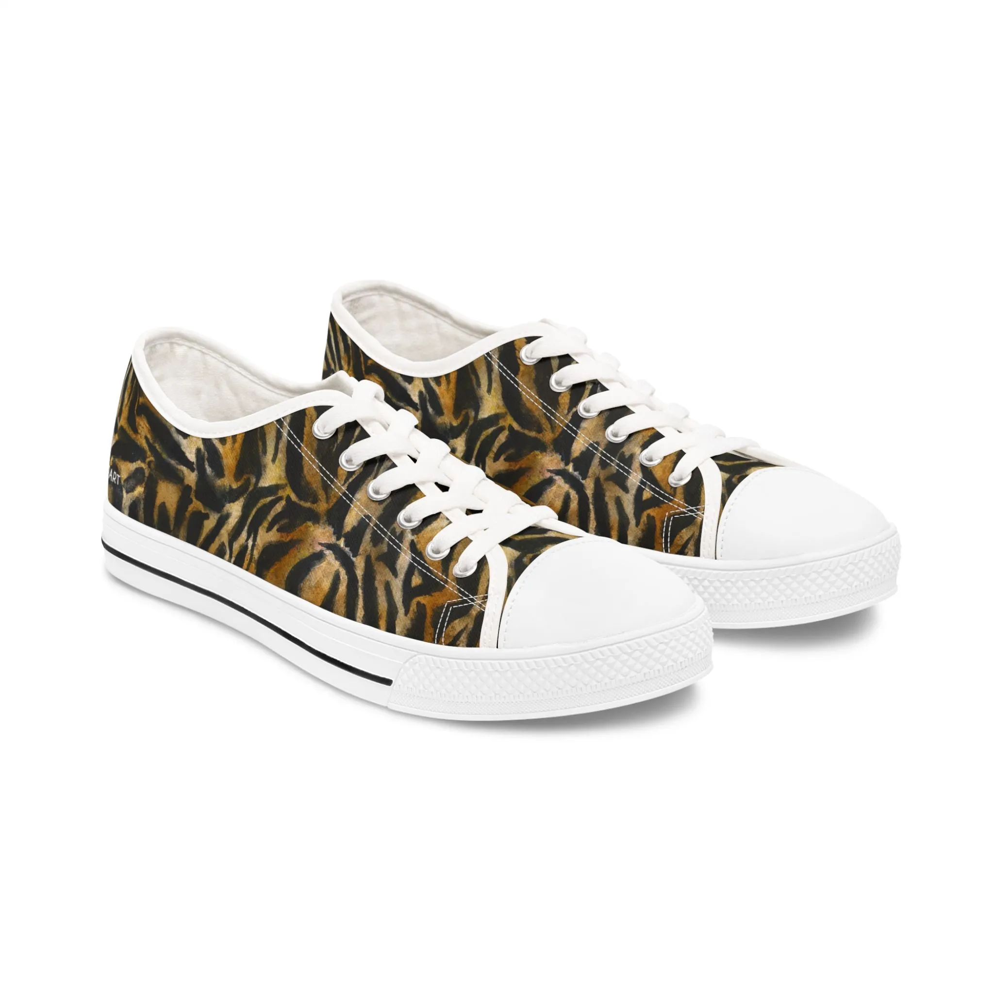 Brown Tiger Striped Women's Sneakers, Animal Print Women's Sneakers, Best Low Top Sneakers (US Size: 5.5-12)