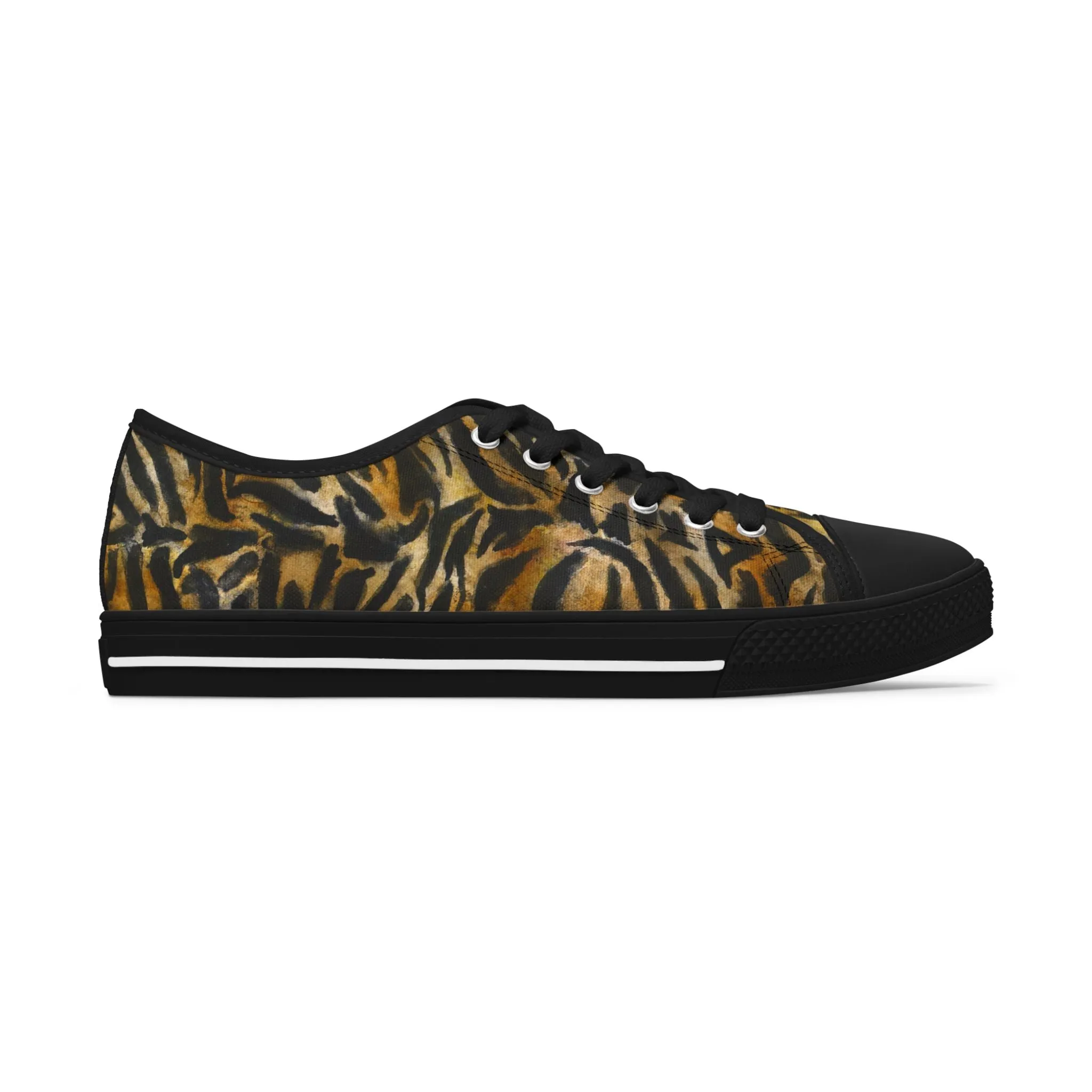 Brown Tiger Striped Women's Sneakers, Animal Print Women's Sneakers, Best Low Top Sneakers (US Size: 5.5-12)