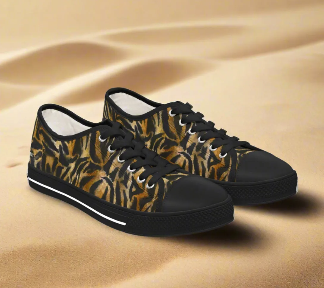 Brown Tiger Striped Women's Sneakers, Animal Print Women's Sneakers, Best Low Top Sneakers (US Size: 5.5-12)