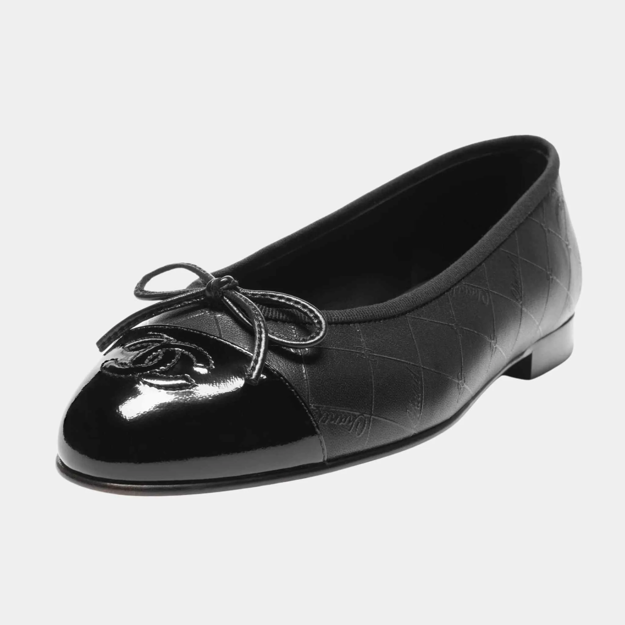Chanel Ballet Flats Printed Lambskin And Patent Calfskin Black