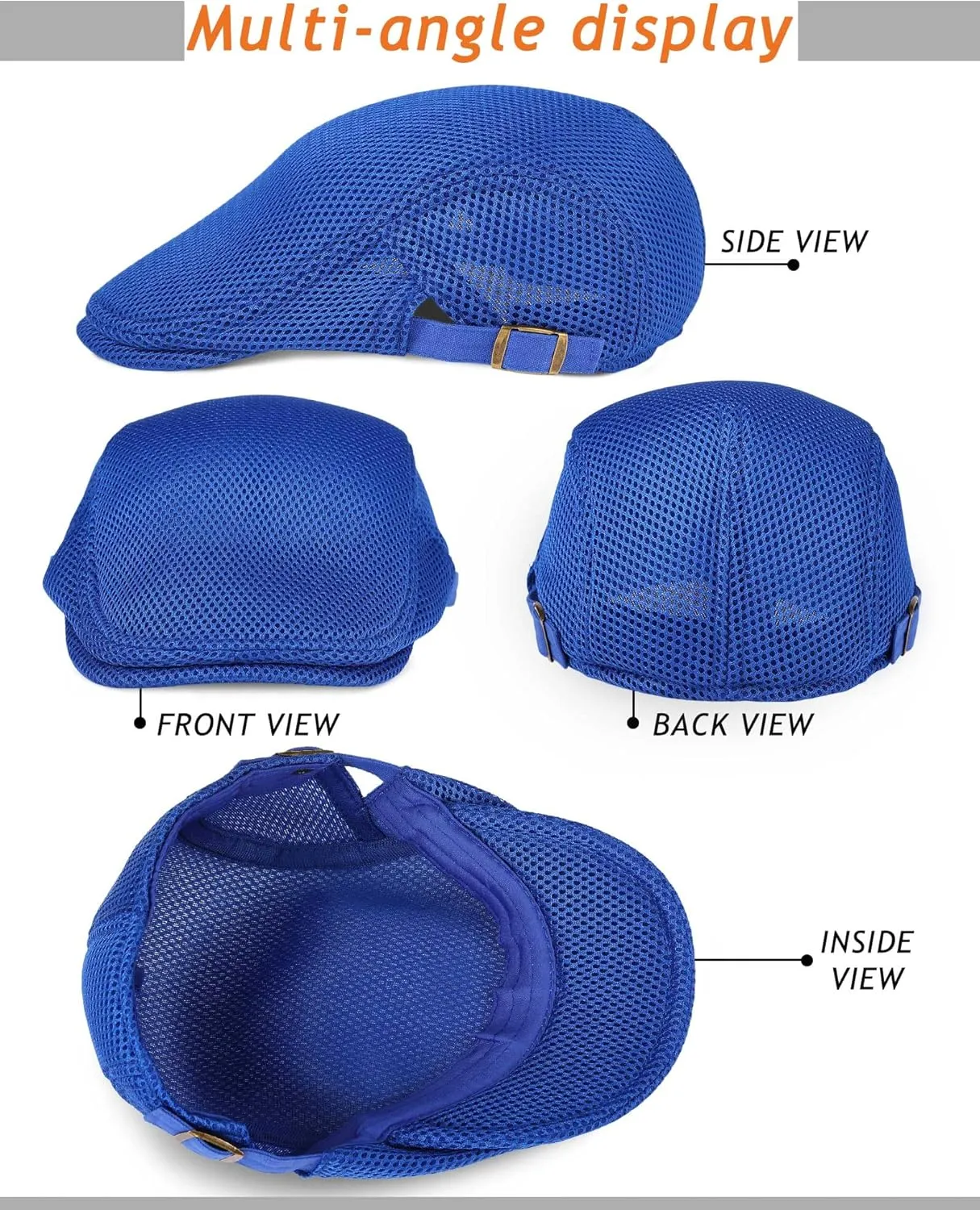 Chuarry 8 Pack Men's Mesh Flat Cap Breathable Summer Newsboy Hat Cabbie Driving Hats for Men