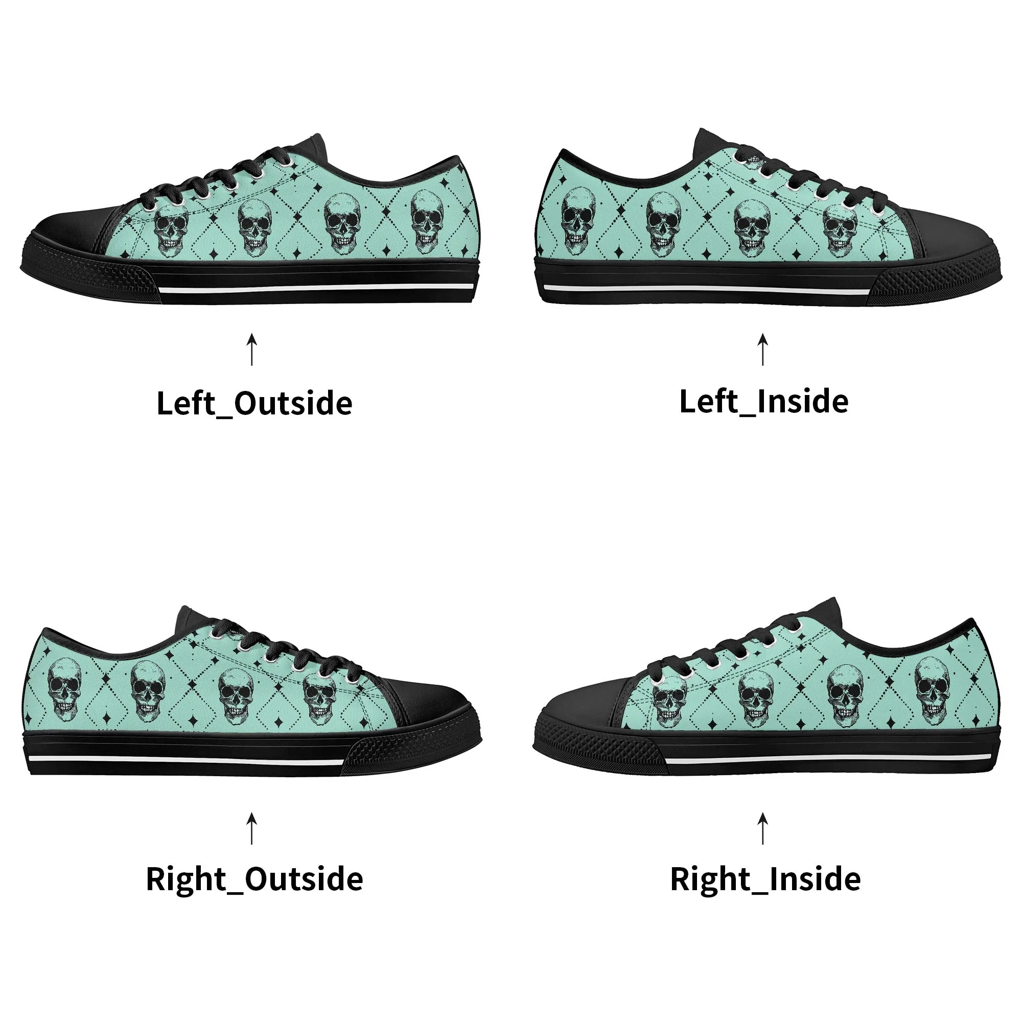 Classic Skulls Mens Rubber Low Top Canvas Shoes