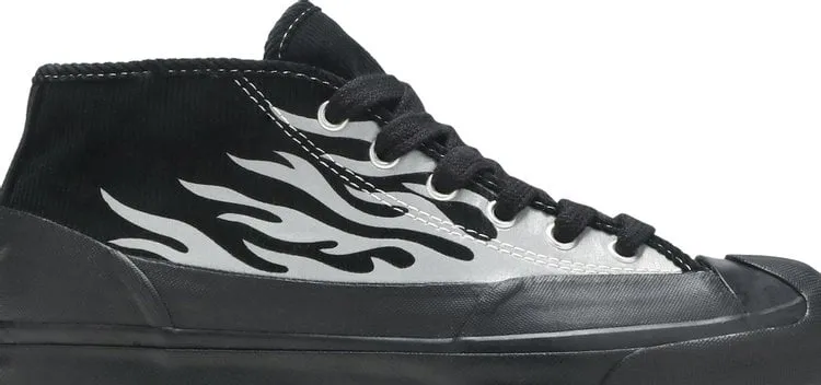 Converse ASAP Nast x Jack Purcell Mid Silver Flames Sneakers, Black