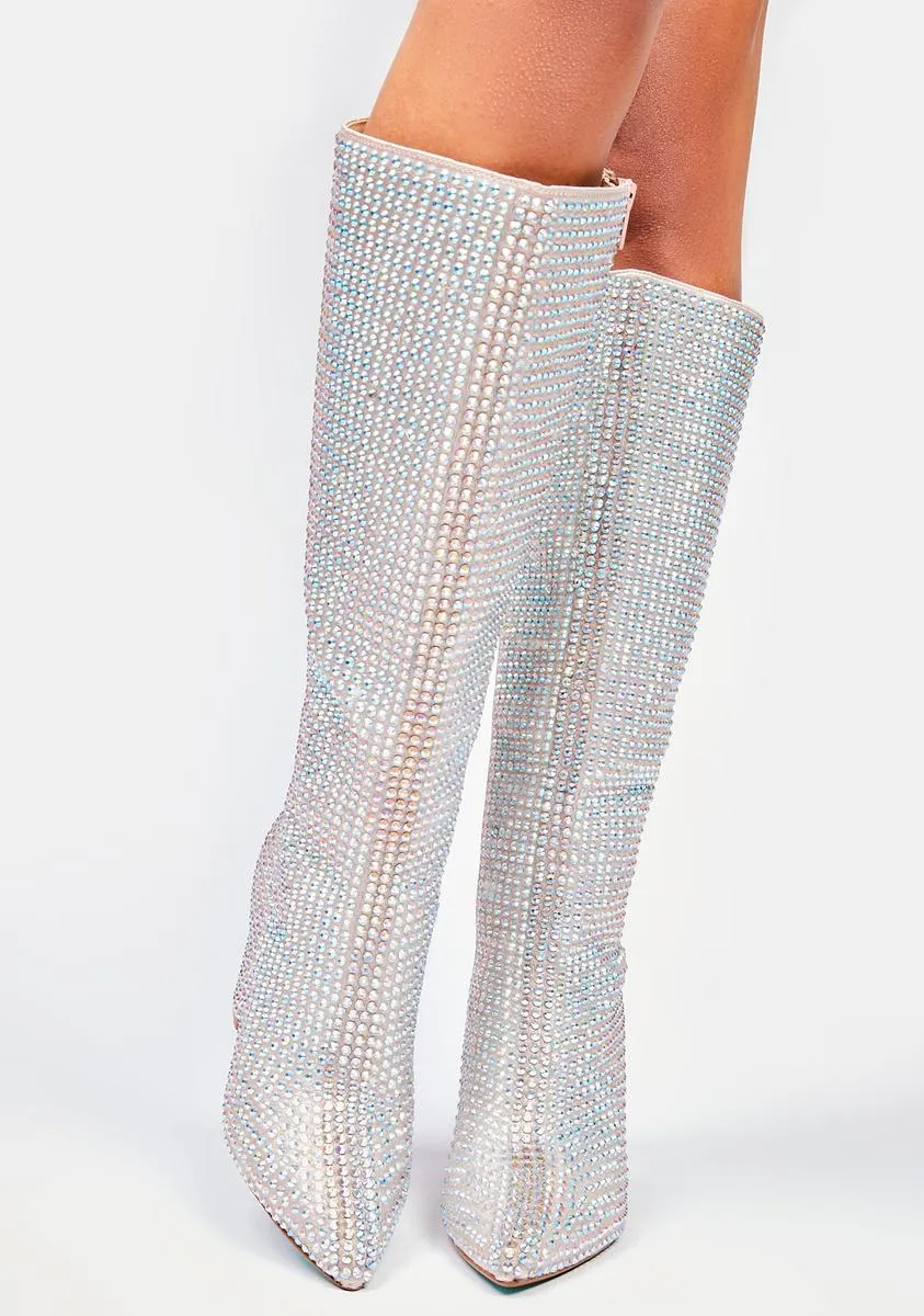Farah Rhinestone Knee High Boots