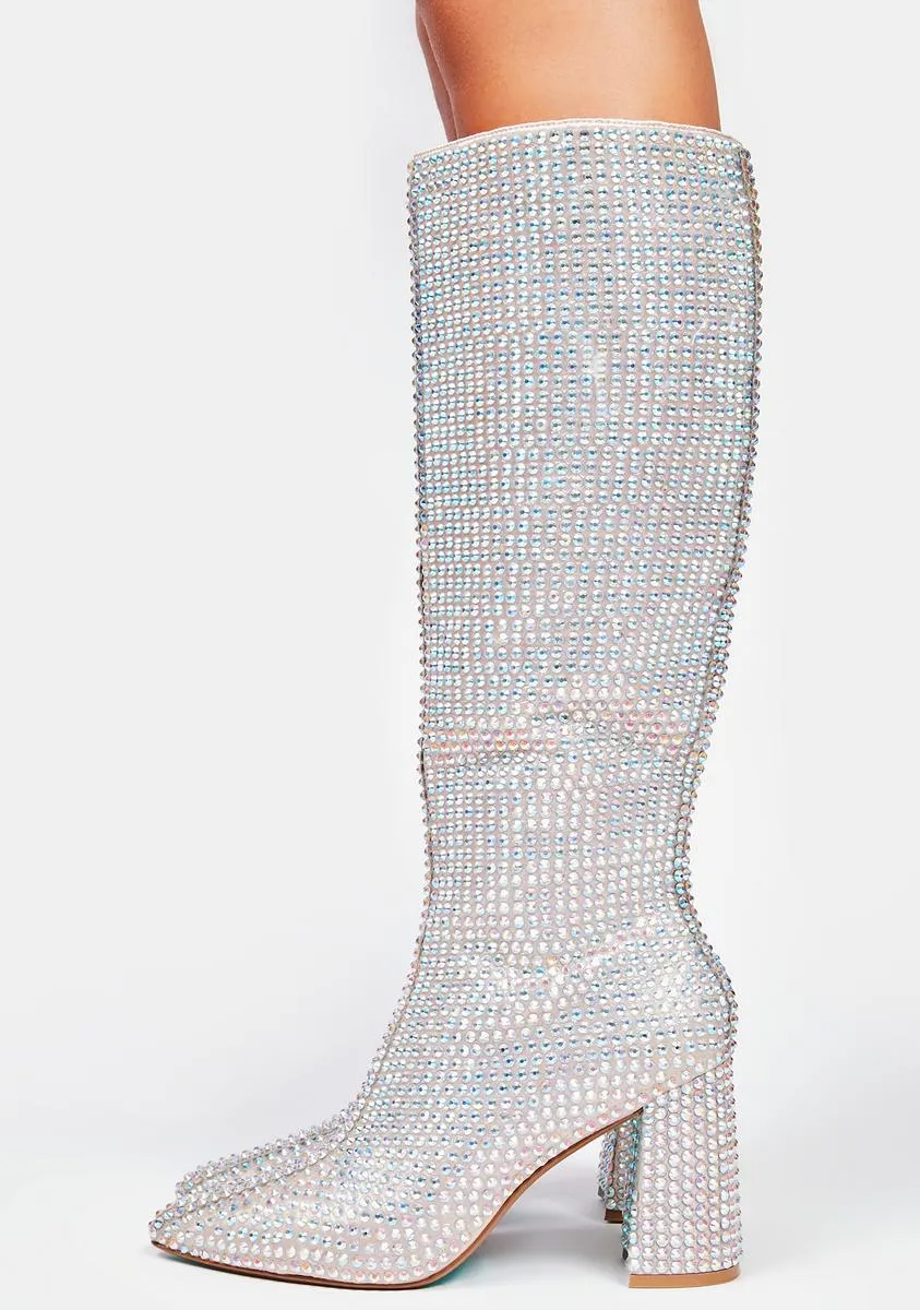 Farah Rhinestone Knee High Boots