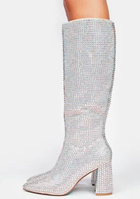 Farah Rhinestone Knee High Boots