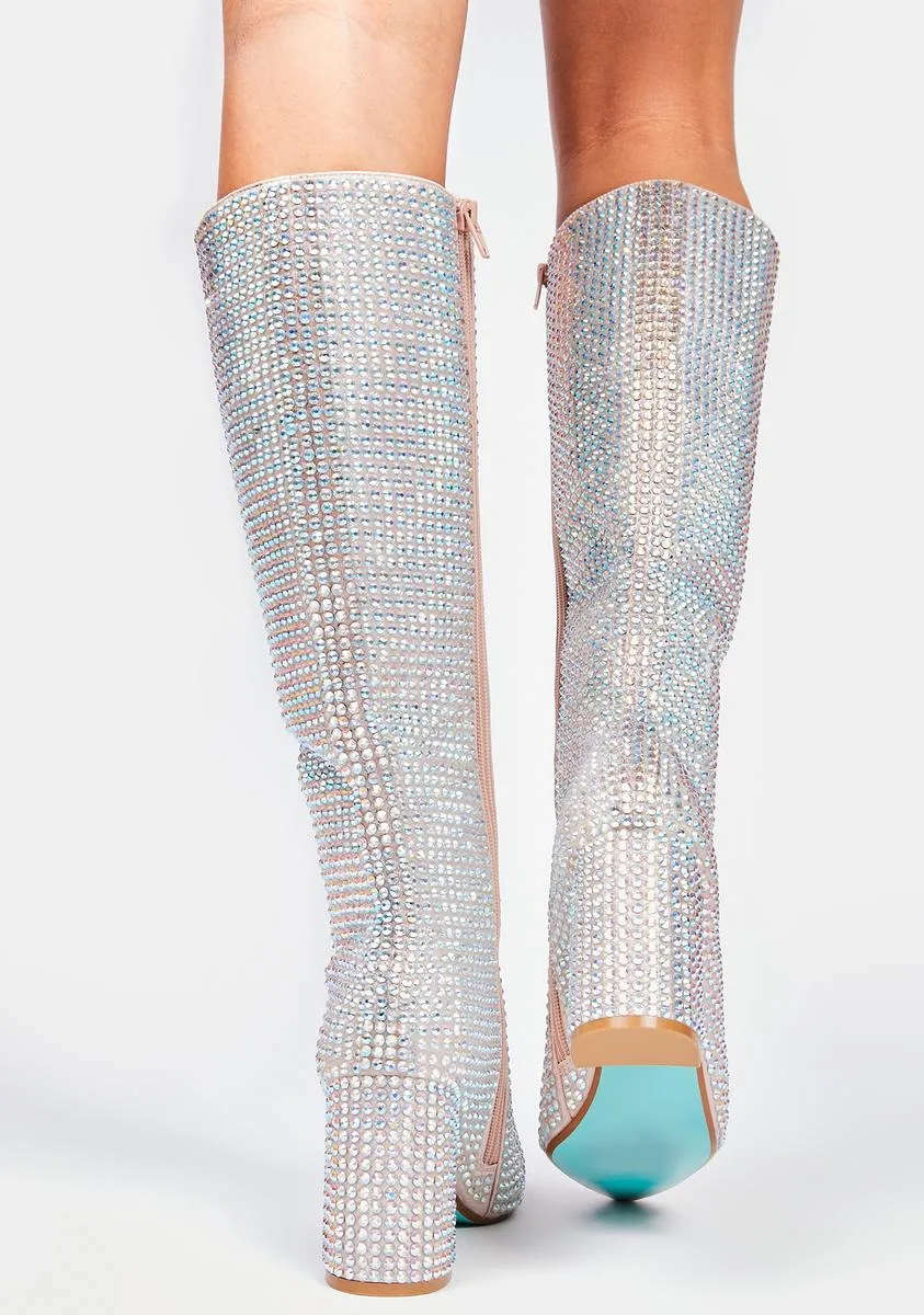 Farah Rhinestone Knee High Boots