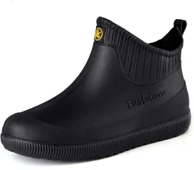fereshte Men's Ankle Rain Boots Waterproof PVC Short Rubber Garden Boots