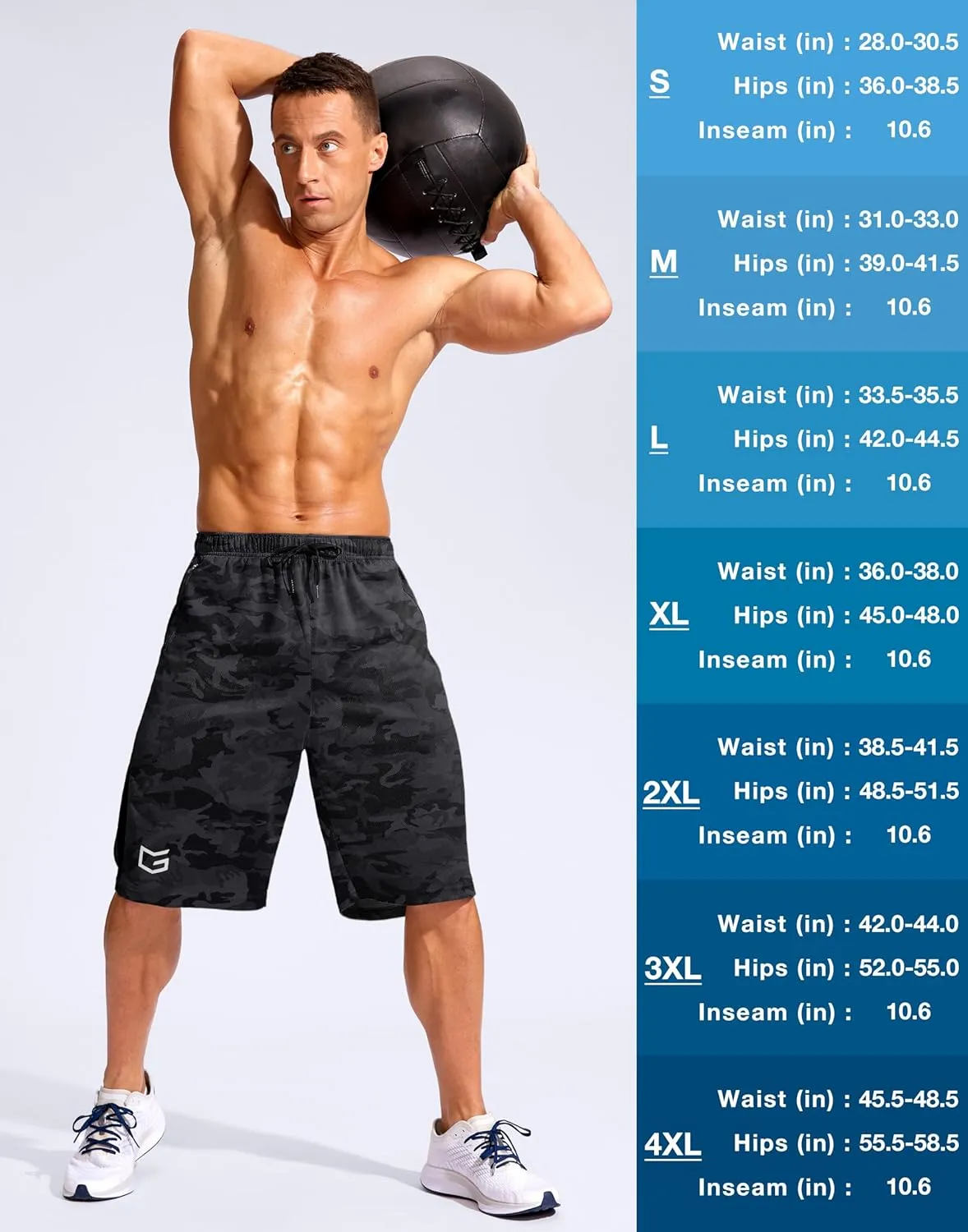 G Gradual Men's 11" Long Basketball Shorts with Zipper Pockets Mesh Quick Dry Lightweight Gym Athletic Shorts for Men