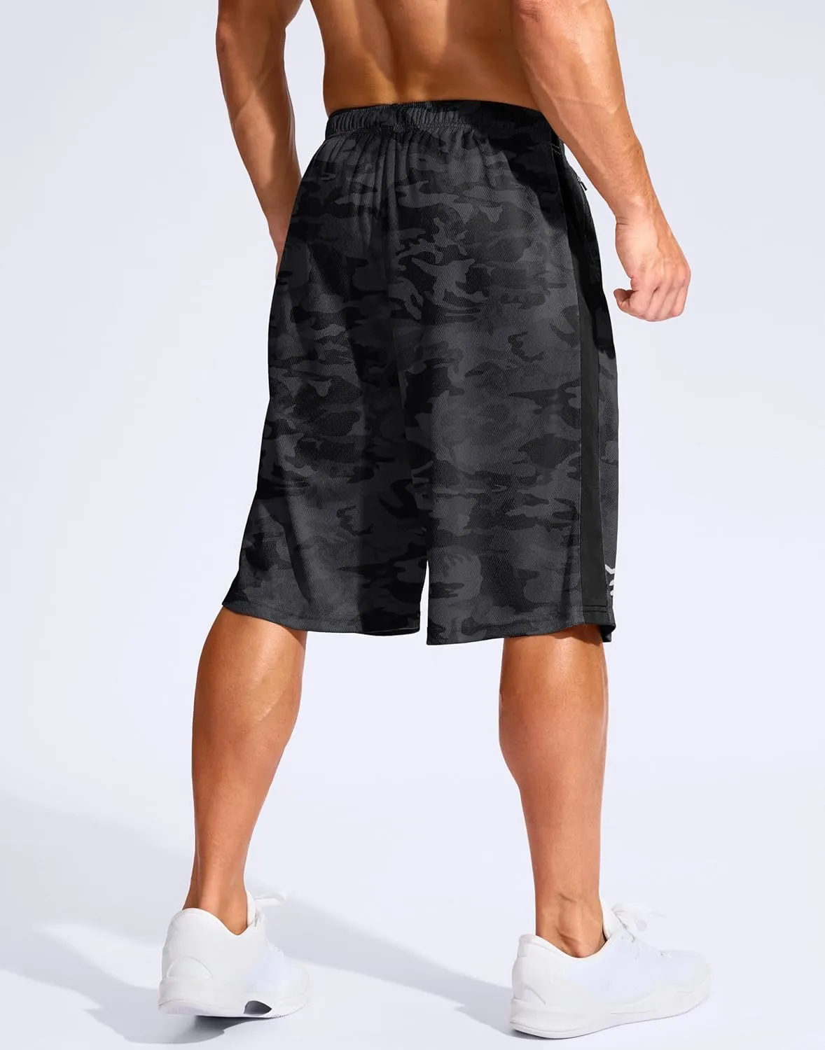 G Gradual Men's 11" Long Basketball Shorts with Zipper Pockets Mesh Quick Dry Lightweight Gym Athletic Shorts for Men