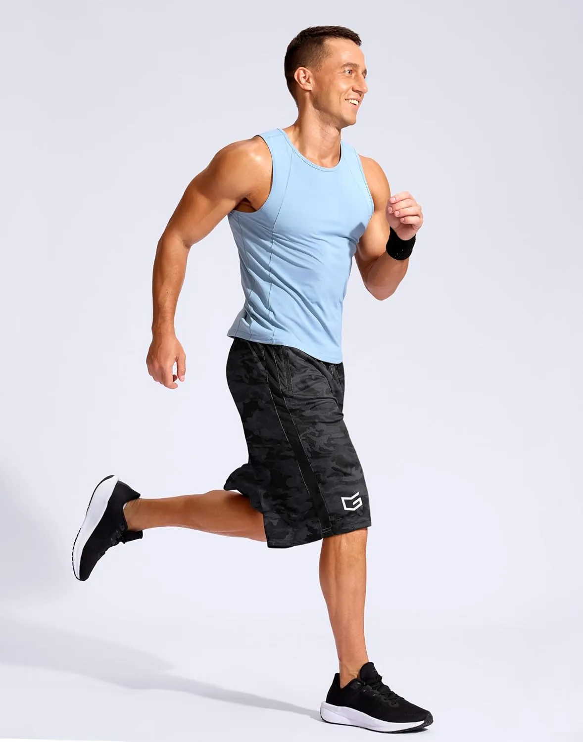 G Gradual Men's 11" Long Basketball Shorts with Zipper Pockets Mesh Quick Dry Lightweight Gym Athletic Shorts for Men