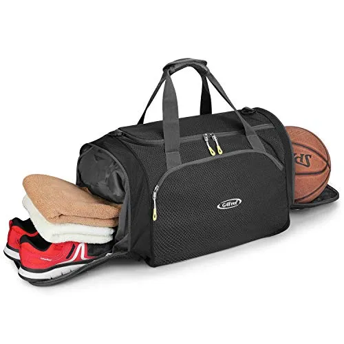 G4Free Gym Bag with Shoes Compartment Large 50L Sports Duffel Bag for Men and Women (Black)
