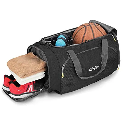 G4Free Gym Bag with Shoes Compartment Large 50L Sports Duffel Bag for Men and Women (Black)
