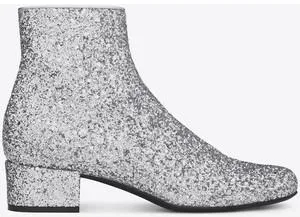 Glittered Leather Ankle Boot - (Fuchsia, Silver, Gold)