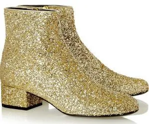 Glittered Leather Ankle Boot - (Fuchsia, Silver, Gold)