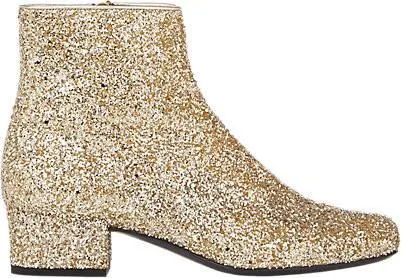 Glittered Leather Ankle Boot - (Fuchsia, Silver, Gold)