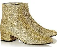 Glittered Leather Ankle Boot - (Fuchsia, Silver, Gold)