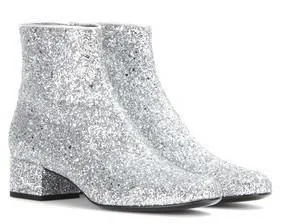 Glittered Leather Ankle Boot - (Fuchsia, Silver, Gold)