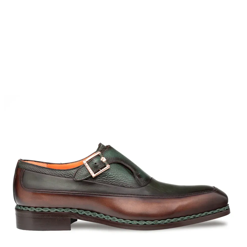 Green-Brown Two-Toned Mezlan Men's Monk Strap Artesano Style No: 21261