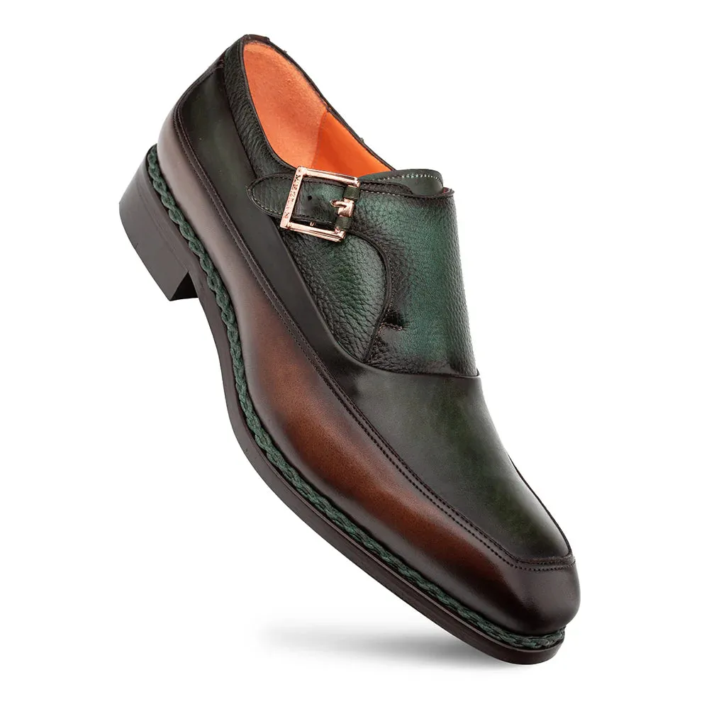 Green-Brown Two-Toned Mezlan Men's Monk Strap Artesano Style No: 21261