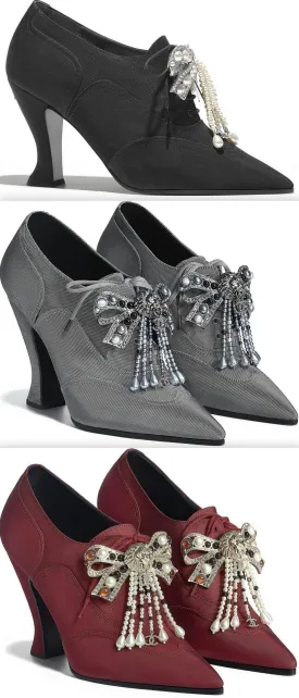 Jewel Lace-up Booties - Black, Grey, Red