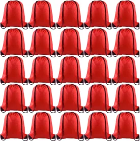 KUUQA 25Pcs Red Drawstring Backpack Bags, Gym Sport Traveling Backpack, Red