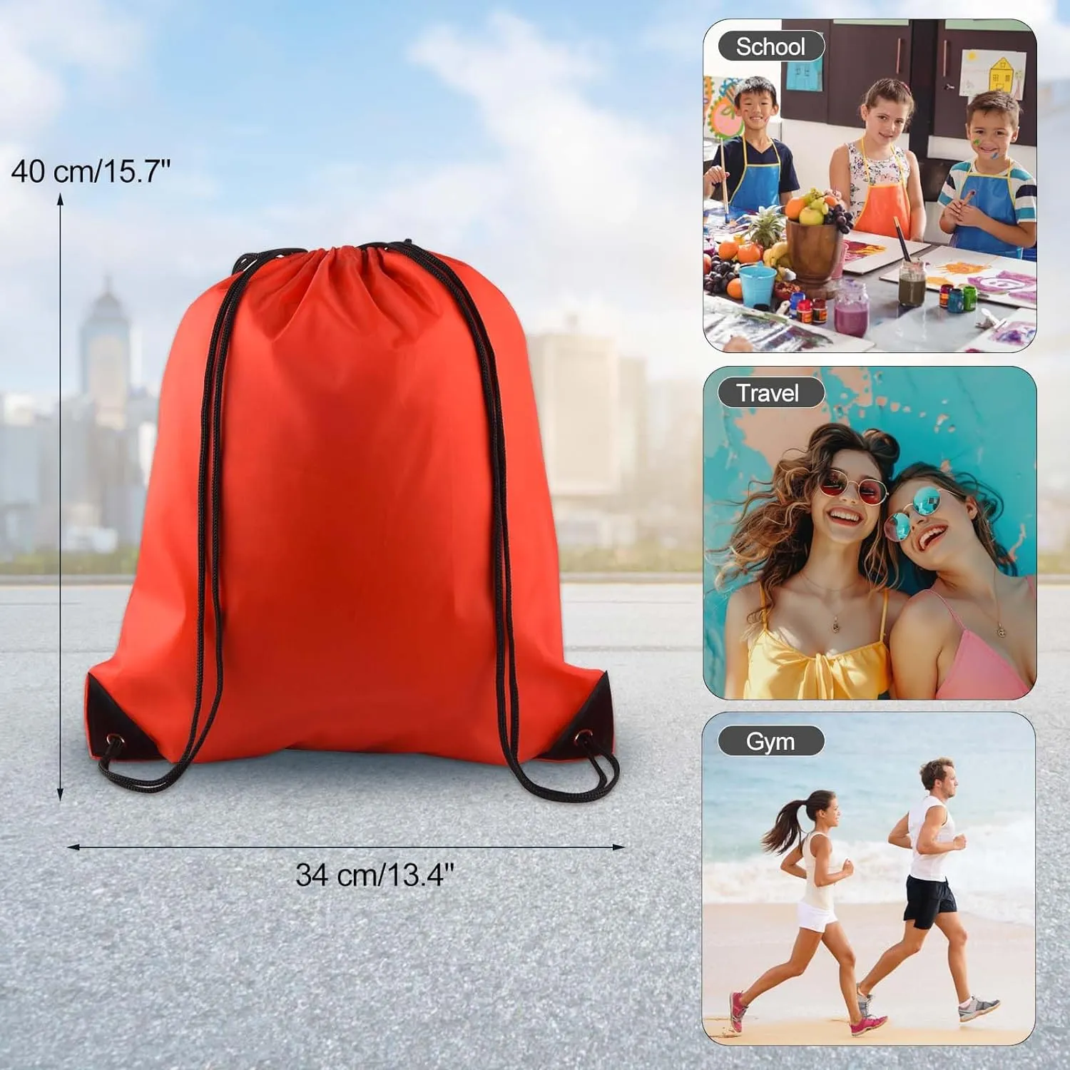 KUUQA 25Pcs Red Drawstring Backpack Bags, Gym Sport Traveling Backpack, Red