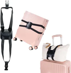Luggage Straps for Suitcases, Travel Accessories to Connect Two Suitcase, Add A Bag Luggage Strap for Carry On Luggages Adjustable Buckle Belt (Black/Black-1pcs)