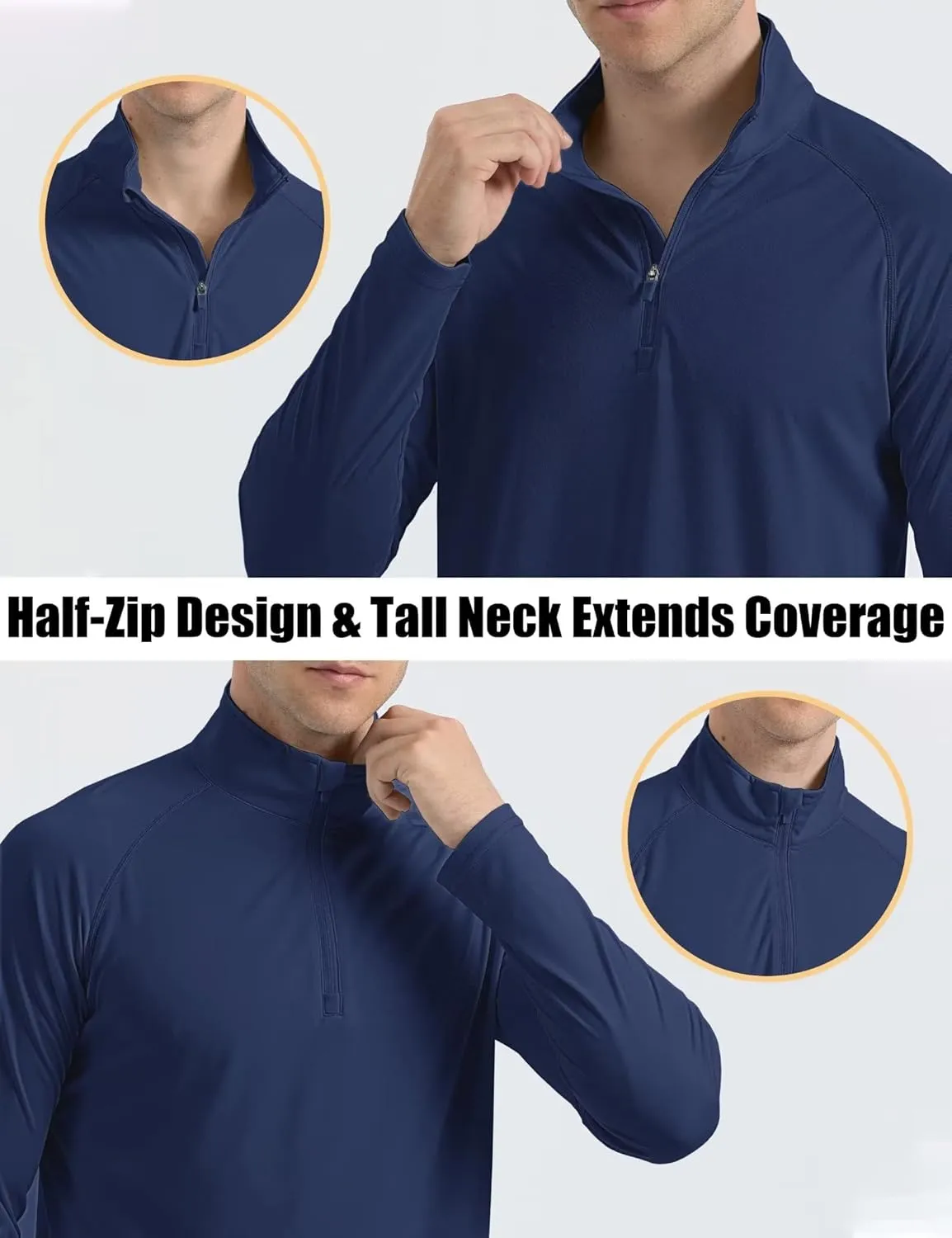 MAGCOMSEN Men's Long Sleeve Sun Shirts UPF 50  Tees 1/4 Zip Up Fishing Running Rash Guard T-Shirts Outdoor Shirt