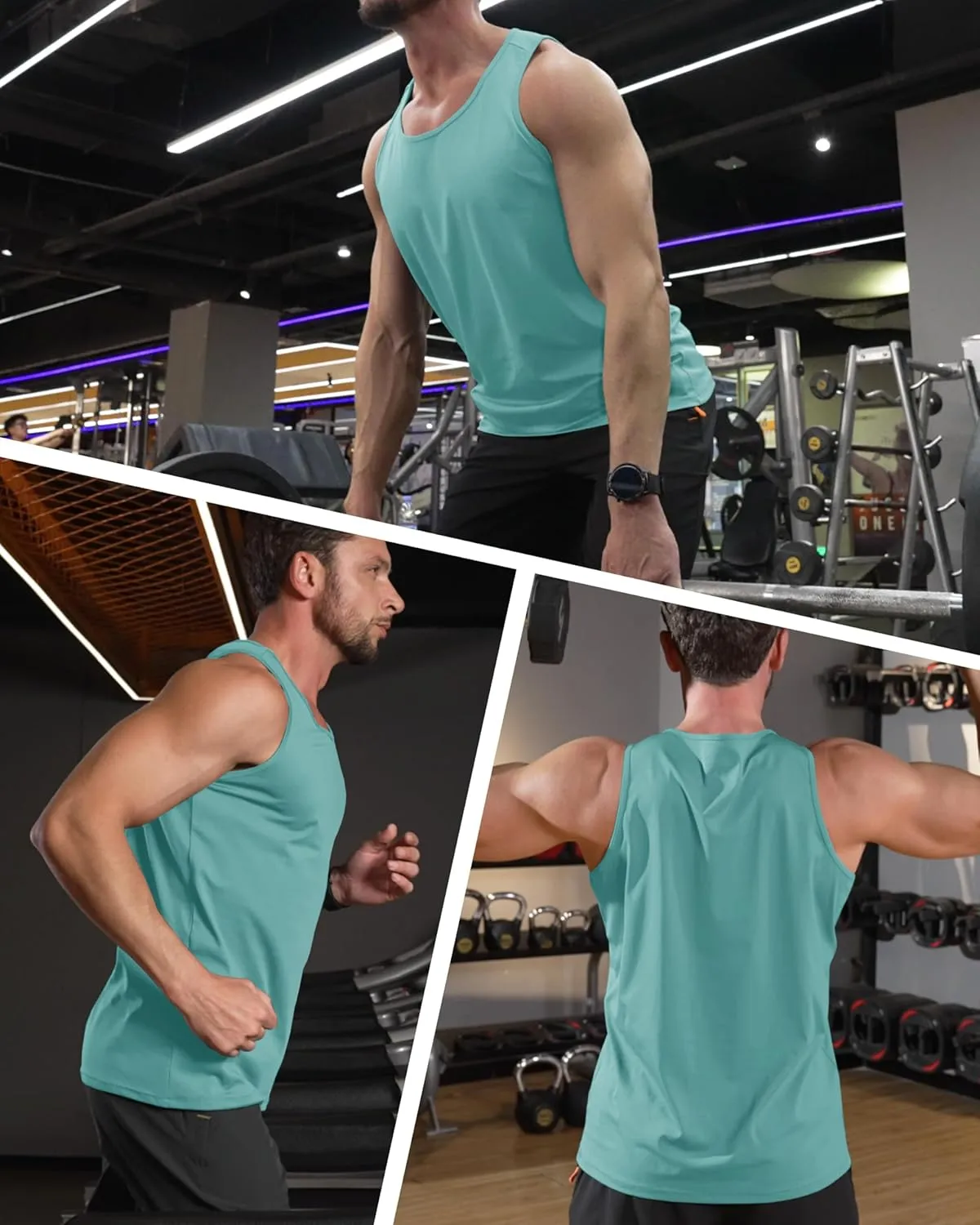 MAGCOMSEN Men's UPF 50  Tank Top Quick Dry Summer Workout Muscle Sleeveless Shirts for Swim Beach Bodybuilding