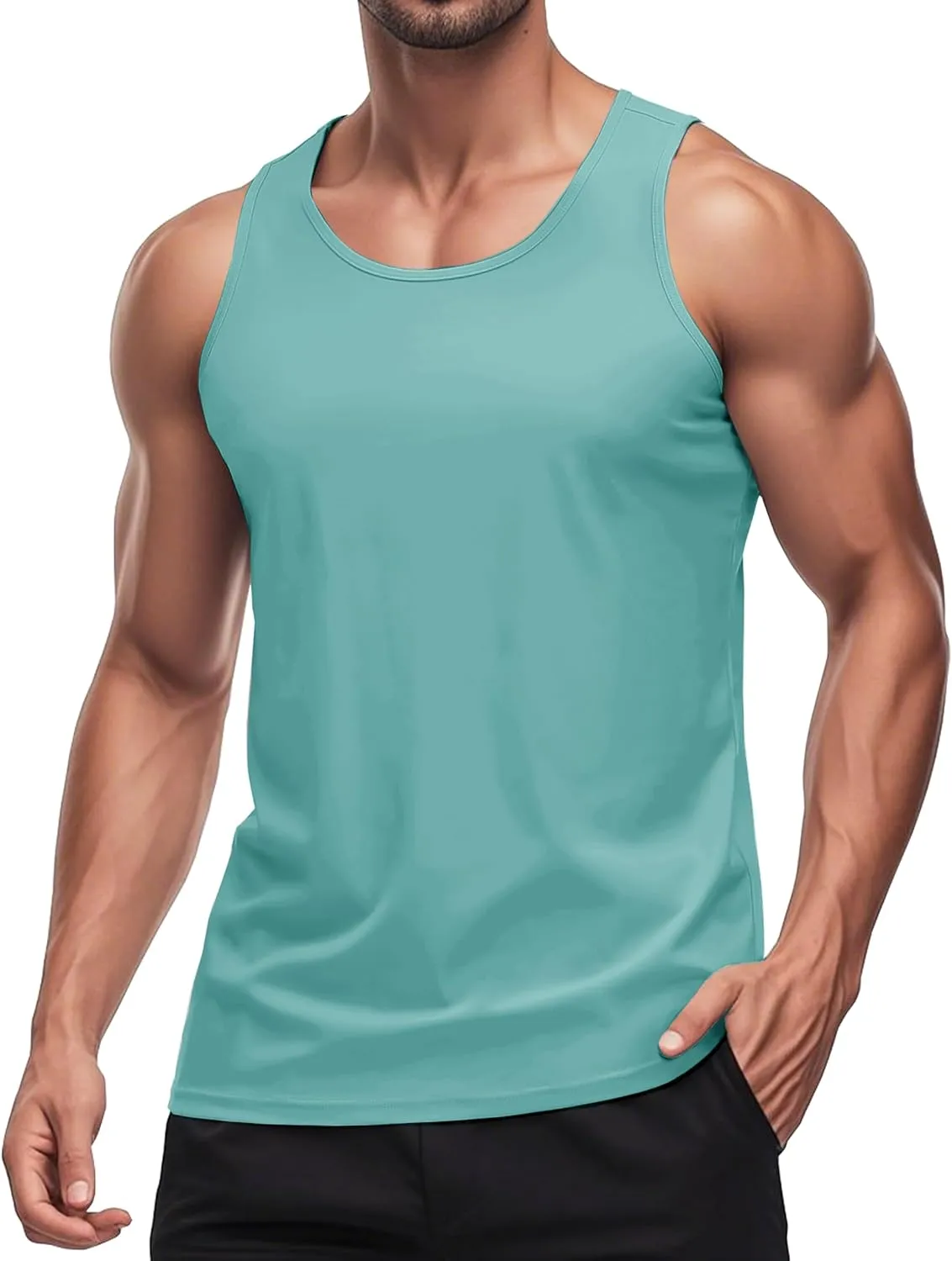 MAGCOMSEN Men's UPF 50  Tank Top Quick Dry Summer Workout Muscle Sleeveless Shirts for Swim Beach Bodybuilding