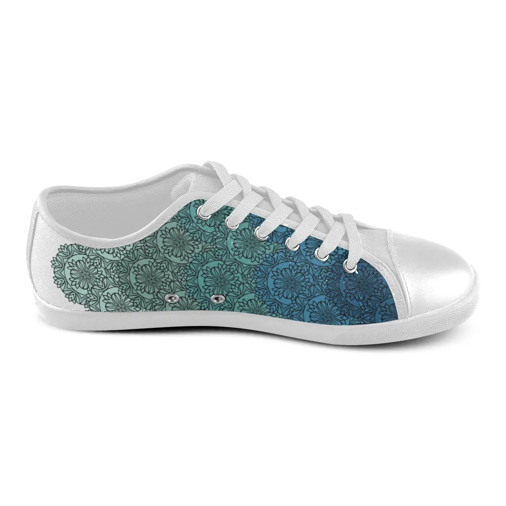Men's Aqua Gradient Mandala Print Canvas Low Top Shoes
