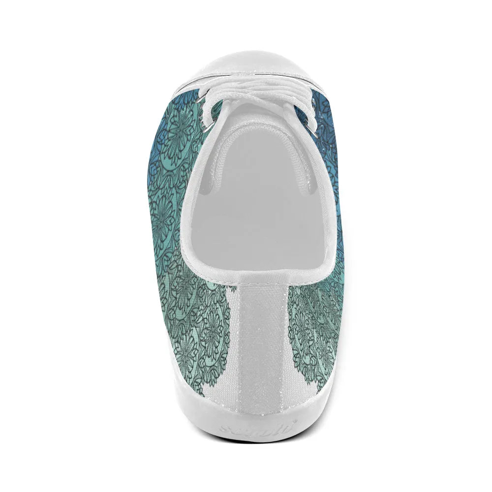 Men's Aqua Gradient Mandala Print Canvas Low Top Shoes
