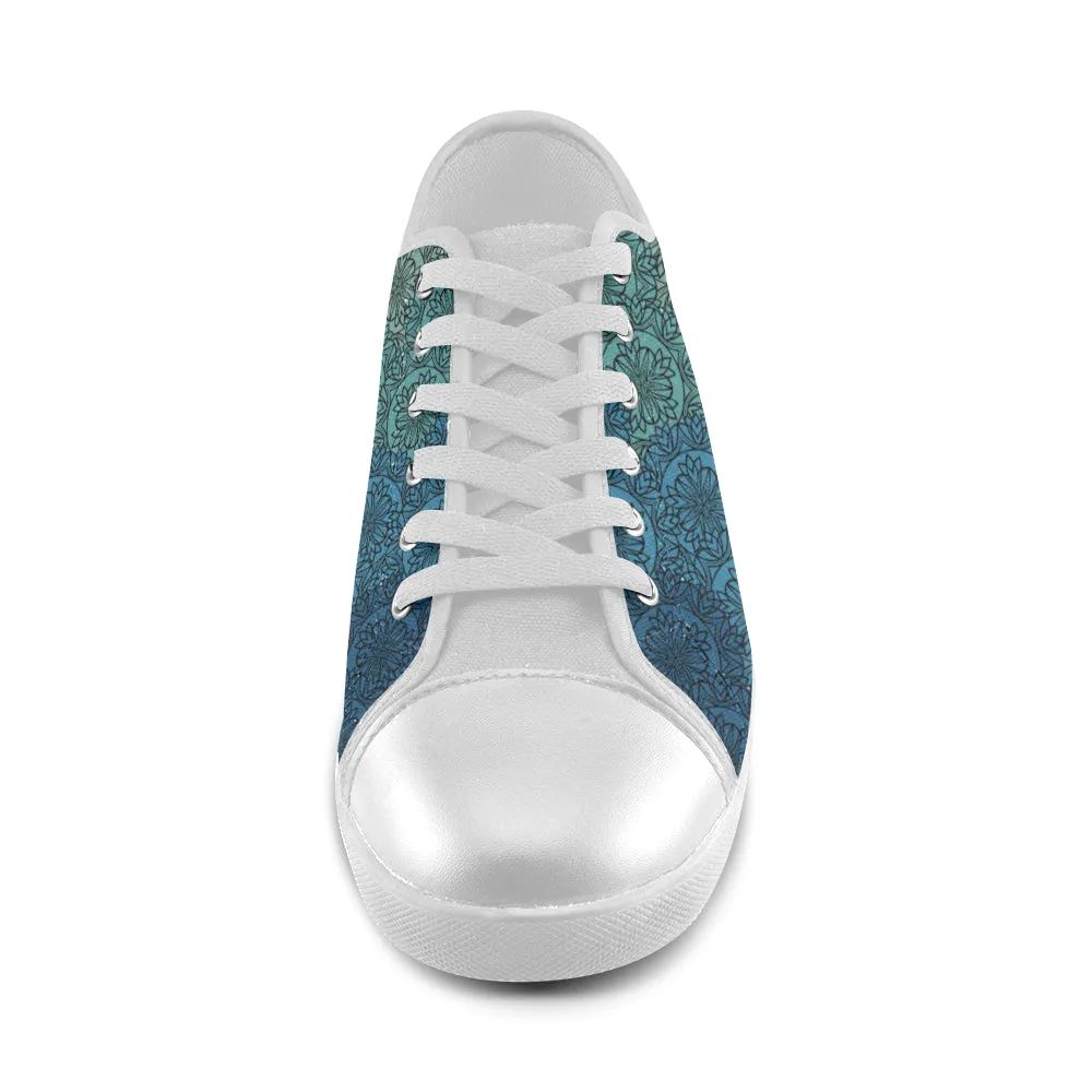 Men's Aqua Gradient Mandala Print Canvas Low Top Shoes