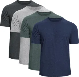 Men's Cotton Crew Neck T-Shirts 4-Pack - Soft Short Sleeve Basic Tees, Comfortable Classic Fit Jersey Shirts for Men