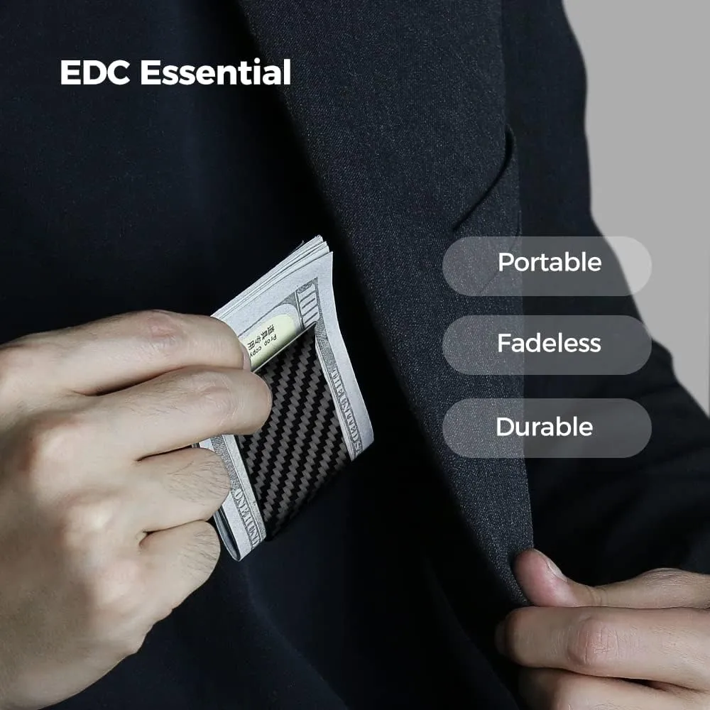 MONOCARBON Carbon-Fiber-Money-Clip-for-Men, Minimalist-Money-Holder for Cash, High Elastic Carbon-Fiber-Wallet, Slim and Durable