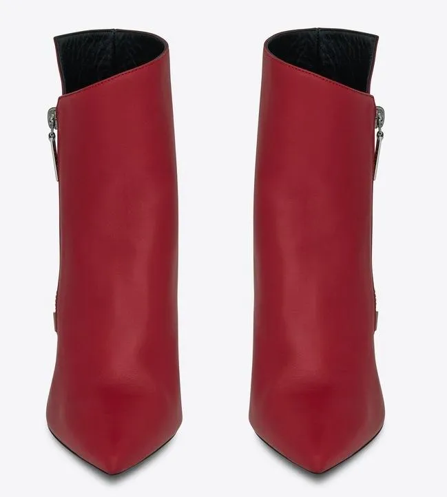 Niki Wedge Bootie in Leather - Red
