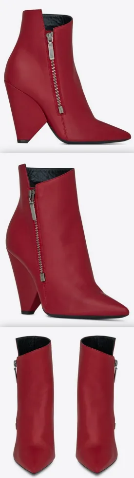 Niki Wedge Bootie in Leather - Red