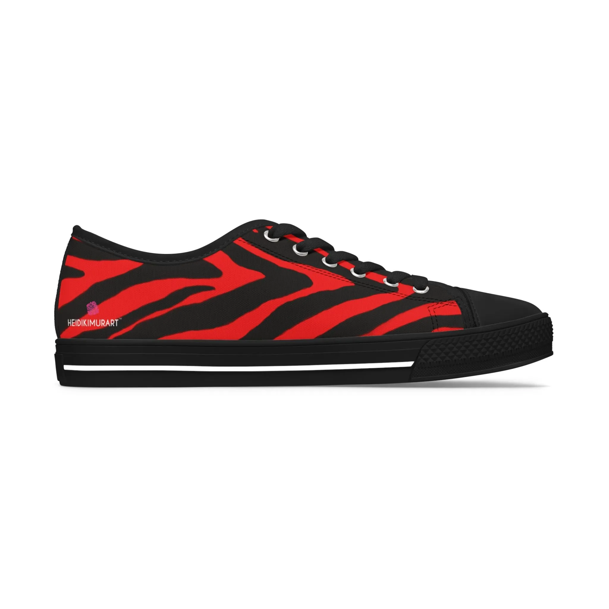 Red Zebra Striped Women's Sneakers, Red and Black Zebra Striped Animal Print Women's Low Top Sneakers (US Size: 5.5-12)