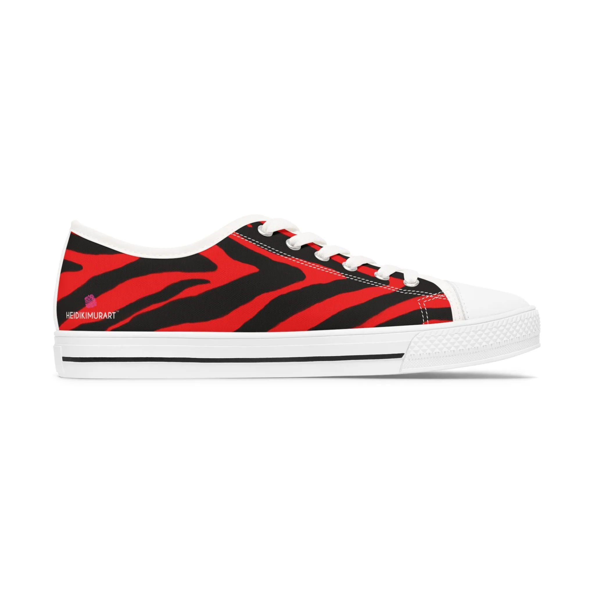 Red Zebra Striped Women's Sneakers, Red and Black Zebra Striped Animal Print Women's Low Top Sneakers (US Size: 5.5-12)