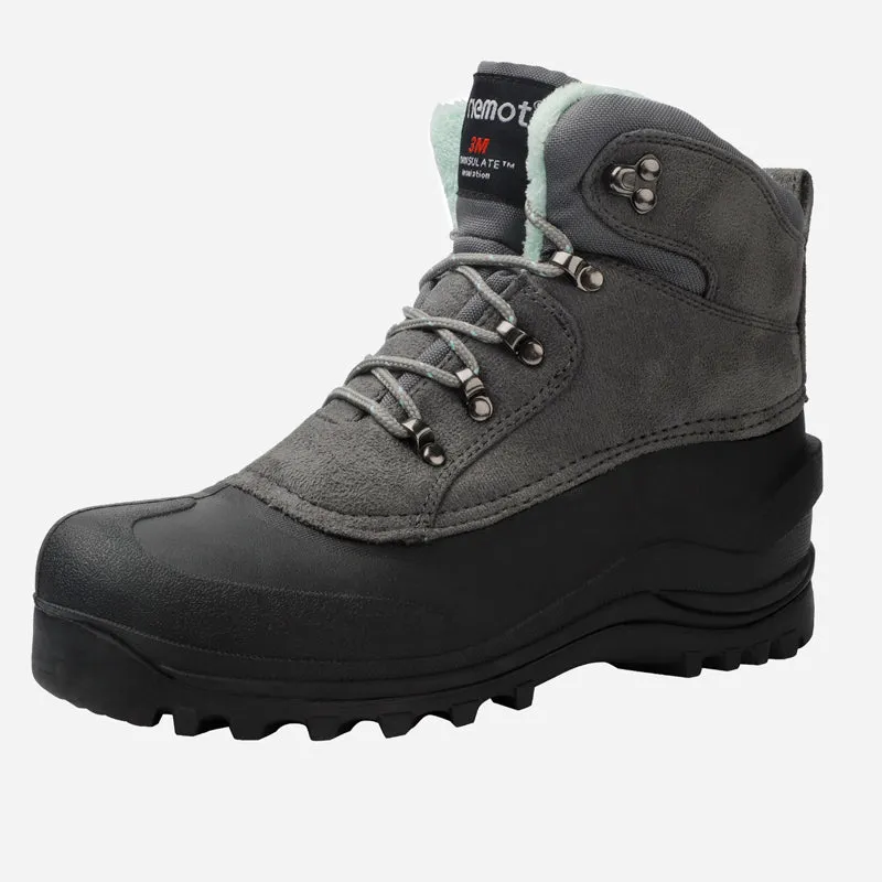 riemot Women's Winter Boots Grey Snow Boots(Upgraded Version)