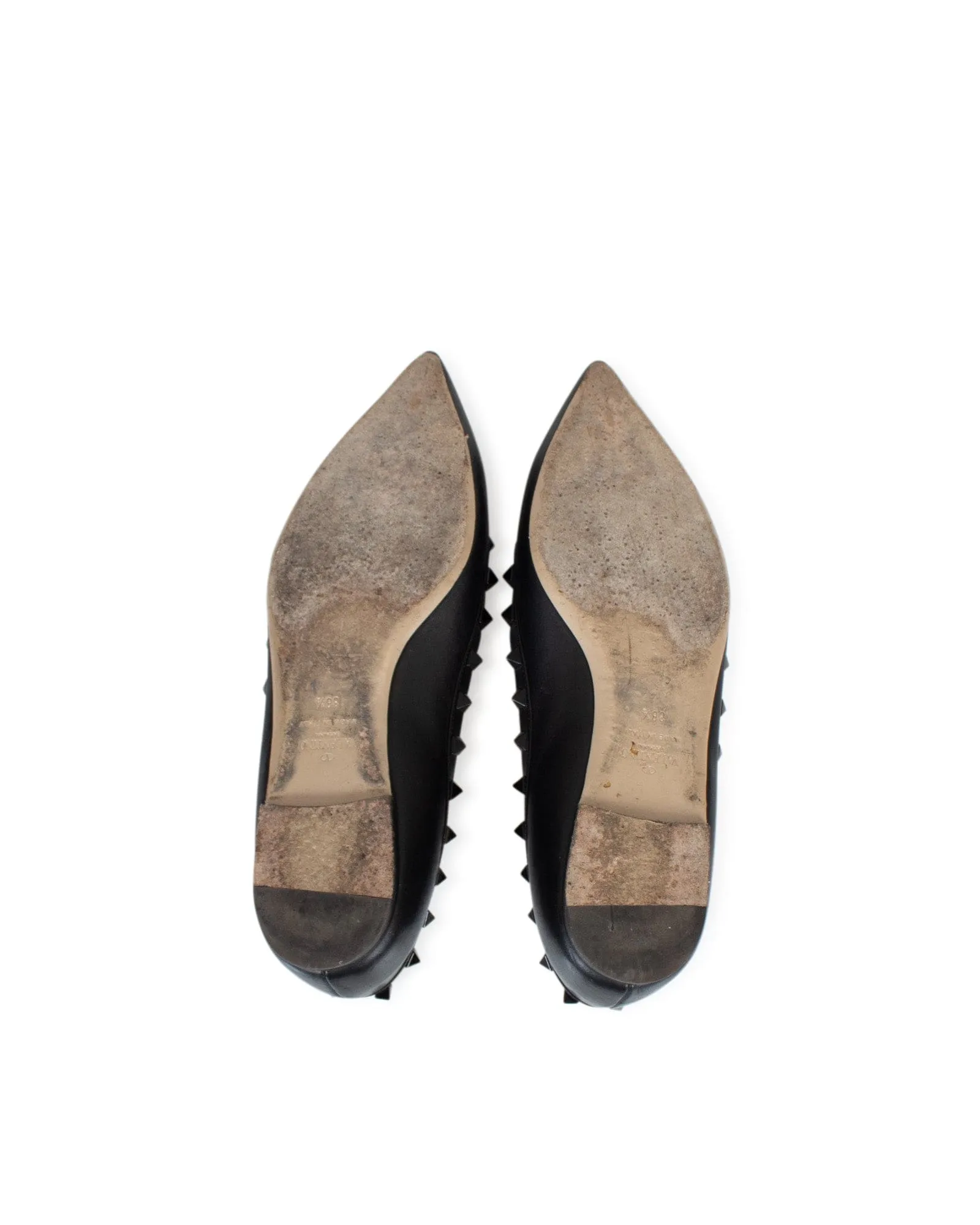 Rockstud Leather Ballet Flats