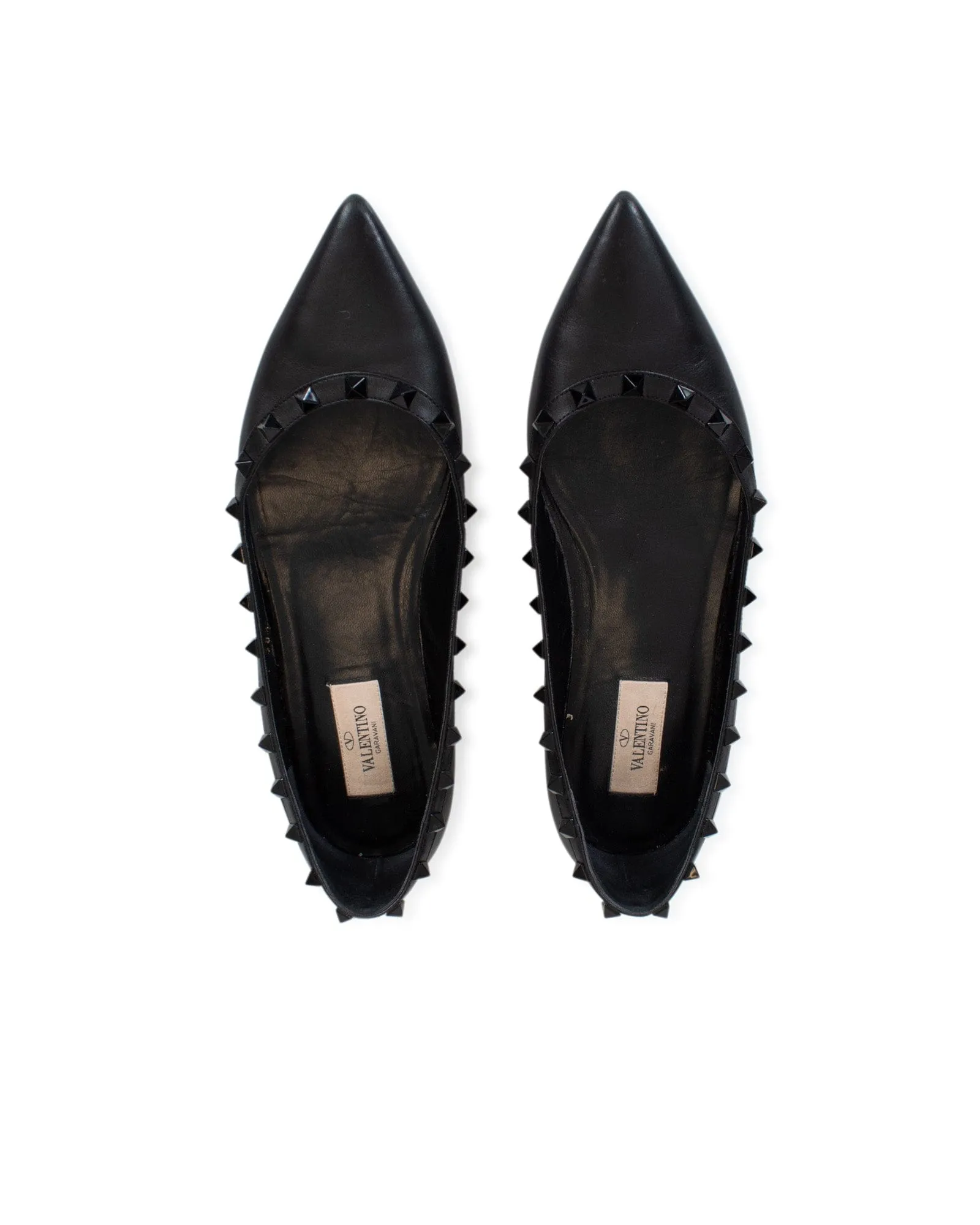 Rockstud Leather Ballet Flats